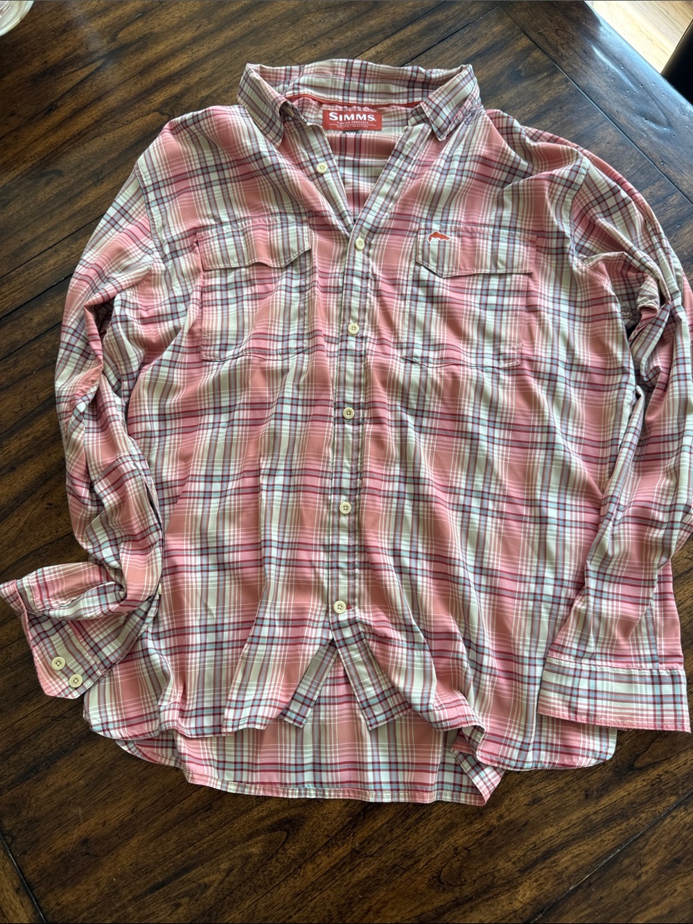 Simms Men's Pink Plaid Button-Down Long Sleeve Shirt